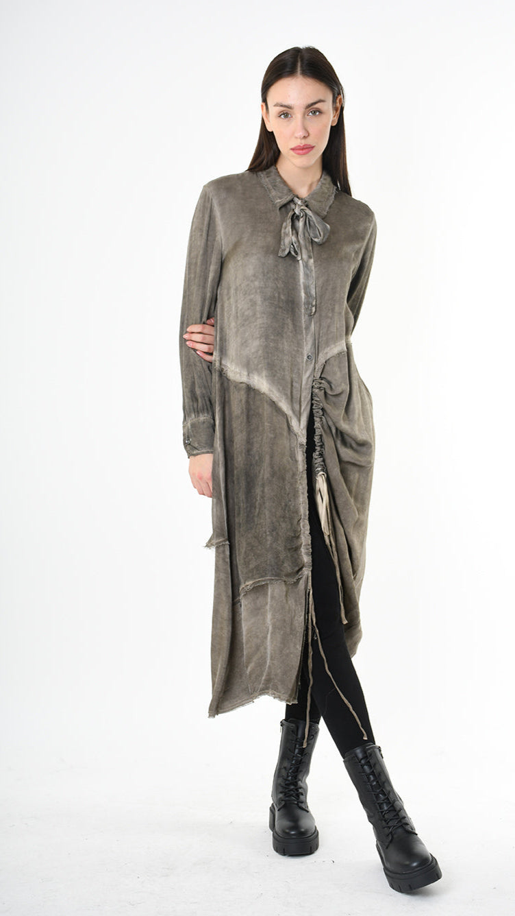 A39B SM45625 DRESS Satin Viscose Green Tuscany - Grey