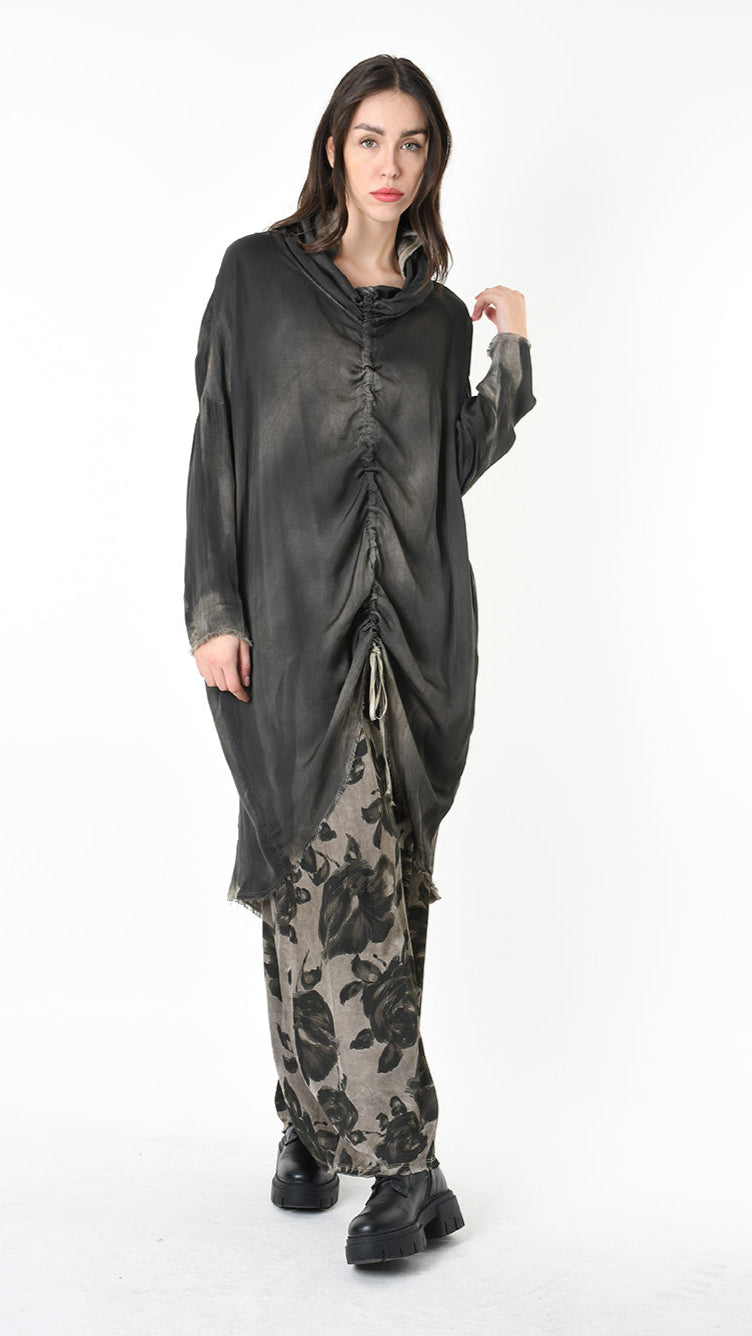 A39B SM45725 DRESS Satin Viscose Green Tuscany - Grey