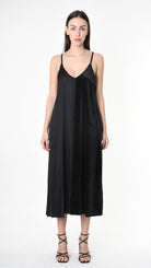 A39B SM46825 DRESS Chenille & Satin Viscose Dyed Cold Black
