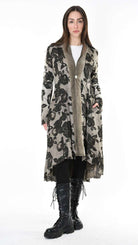 A3B SM46025 REVERSIBLE COAT Cannete Velvet & Viscose Satin Green Tuscany