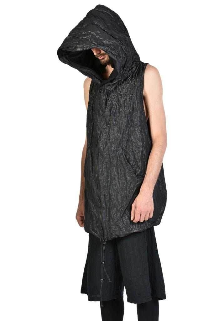 Crumpled Metallic Nylon Oversize Gilet