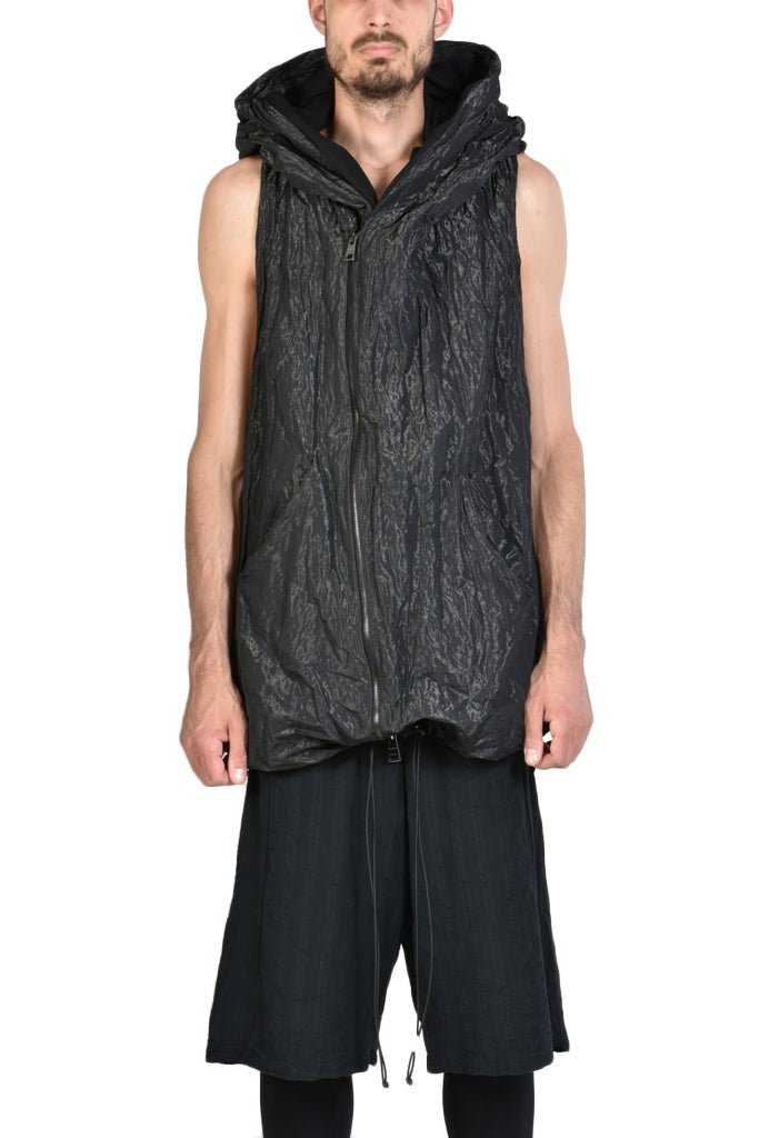 Crumpled Metallic Nylon Oversize Gilet.