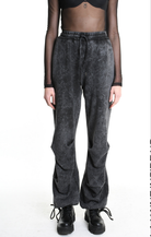 4V W5227 TROUSER Wide Fit Dyed Marmoryzed Fleece Black WOMAN LA HAINE INSIDE US