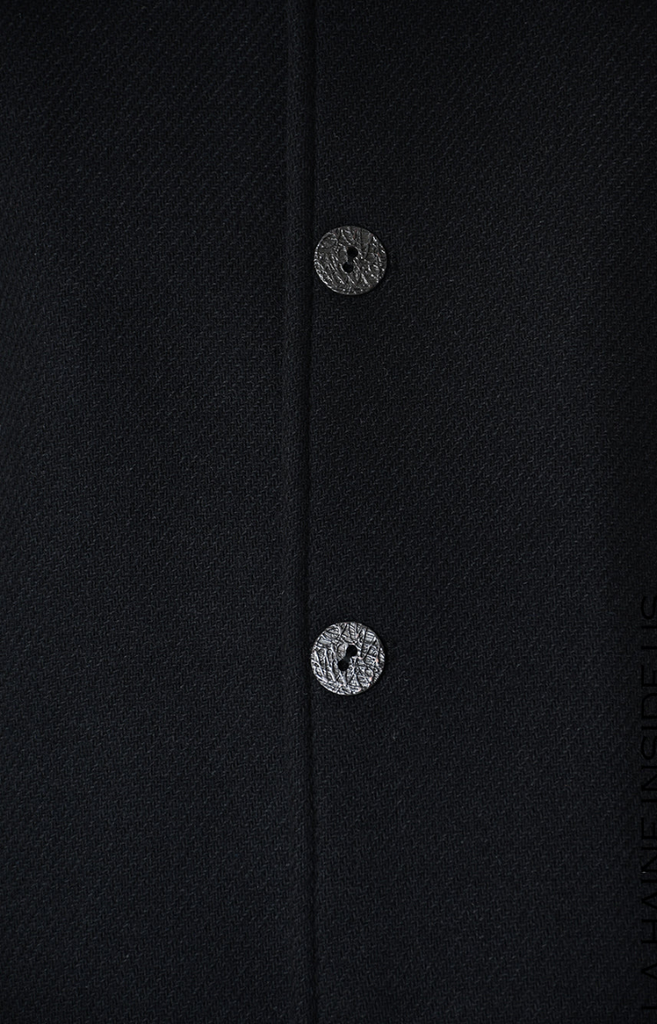 A33P regular coat in Nero black wool blend with button closure.