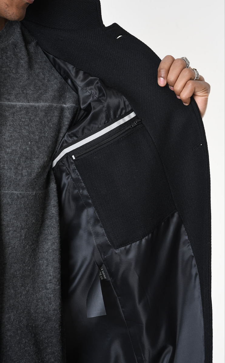 A33P LM23825 CAPPOTTO Regular in Panno Operato Nero