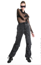 4V W5227 TROUSER Wide Fit Dyed Marmoryzed Fleece Black WOMAN LA HAINE INSIDE US