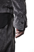 M B 58 used grey – Men’s blazer in washed grey cotton with shawl collar, two-button closure, and flap pockets. THOM KROM
