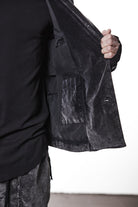 M B 58 used grey – Men’s blazer in washed grey cotton with shawl collar, two-button closure, and flap pockets. THOM KROM