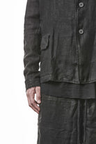 M B 67 Jacket - Black Woven Linen Lined Tailored Contemporary Men's - TEPHRA