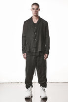 M B 67 Jacket - Black Woven Linen Lined Tailored Contemporary Men's - TEPHRA