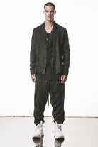 M B 67 Jacket - Black Woven Linen Lined Tailored Contemporary Men's - TEPHRA