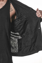 M B 67 Jacket - Black Woven Linen Lined Tailored Contemporary Men's - TEPHRA