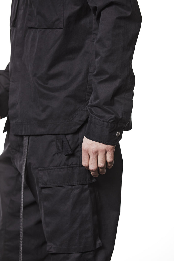 M H 175 Black Utility Shirt with Cargo Pockets – Long Sleeve Button-Up black MAN THOM KROM