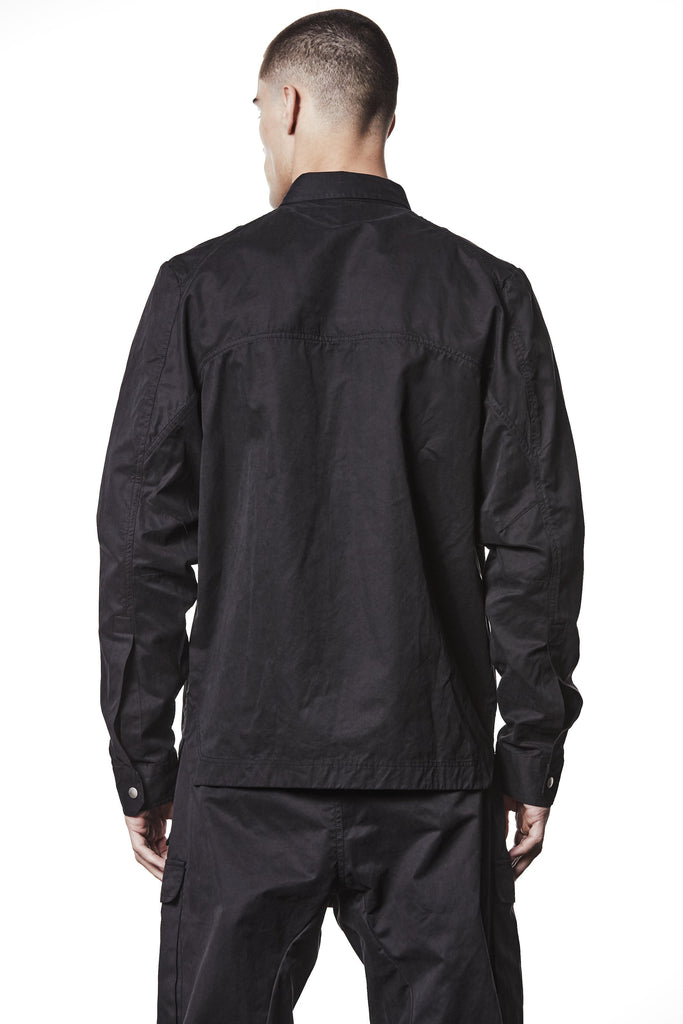 M H 175 Black Utility Shirt with Cargo Pockets – Long Sleeve Button-Up black MAN THOM KROM