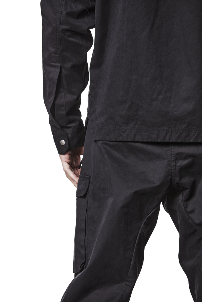 M H 175 Black Utility Shirt with Cargo Pockets – Long Sleeve Button-Up black MAN THOM KROM