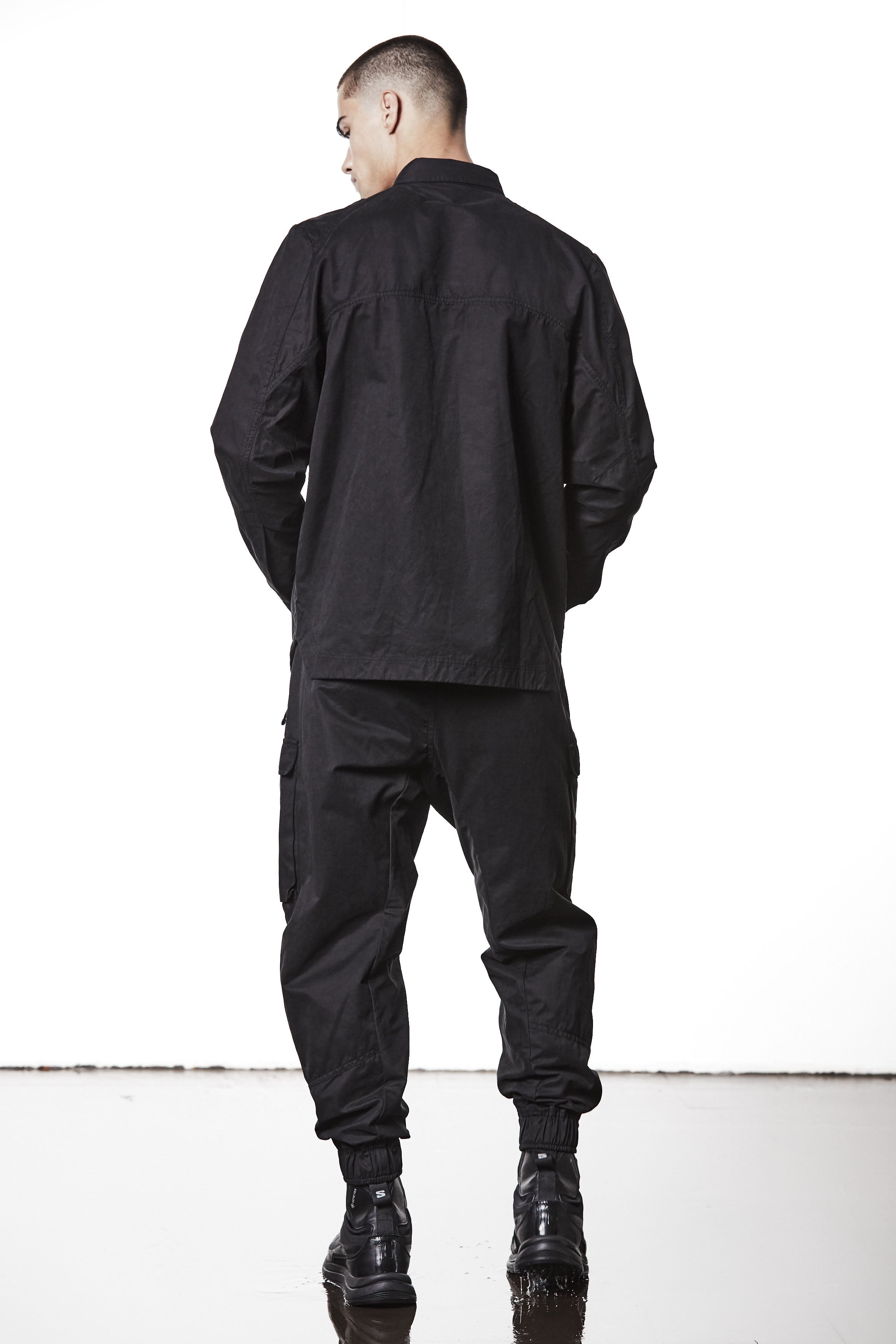 M H 175 Black Utility Shirt with Cargo Pockets – Long Sleeve Button-Up black MAN THOM KROM
