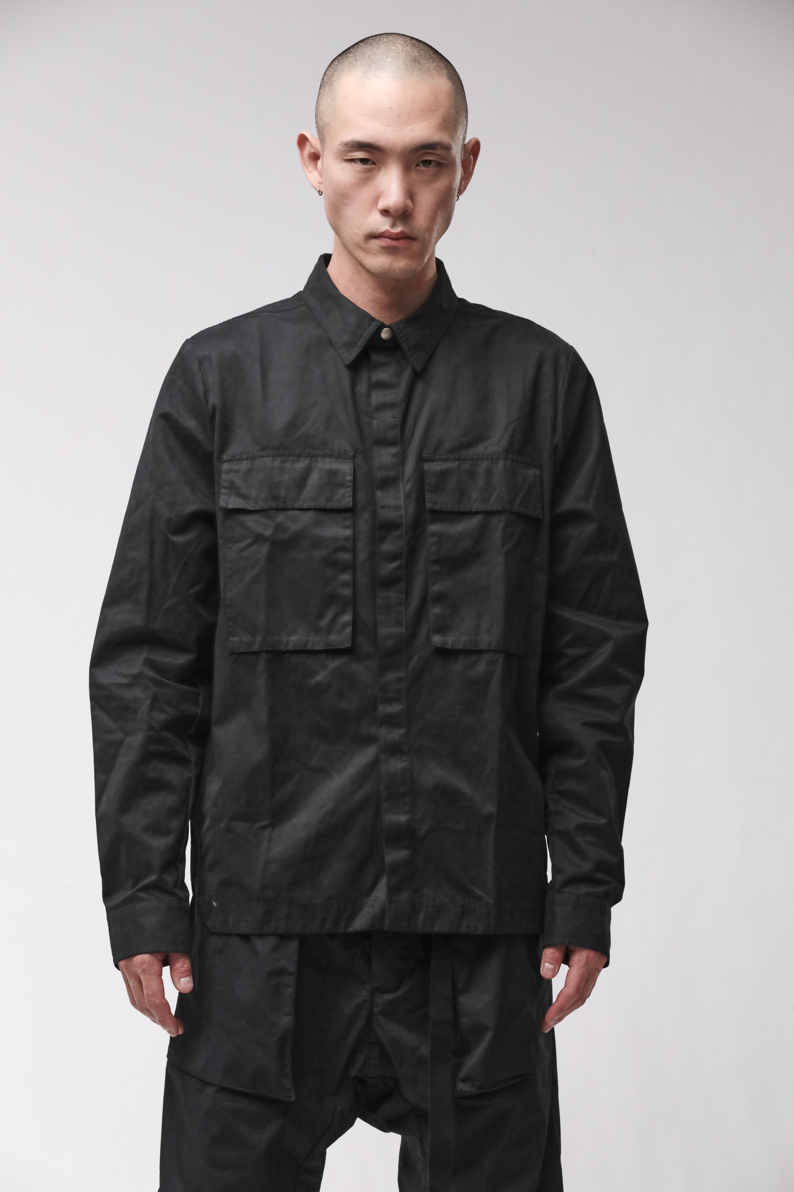 THOM KROM M H 185 Black Woven Polyamide Shirt Men's | TEPHRA