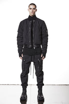 M J 75 Black Bomber Jacket – Zip-Up with Ribbed Hem and Sleeve Pocket Black Man THOM KROM