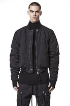 M J 75 Black Bomber Jacket – Zip-Up with Ribbed Hem and Sleeve Pocket Black Man THOM KROM