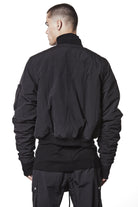 M J 75 Black Bomber Jacket – Zip-Up with Ribbed Hem and Sleeve Pocket Black Man THOM KROM