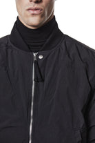 M J 75 Black Bomber Jacket – Zip-Up with Ribbed Hem and Sleeve Pocket Black Man THOM KROM