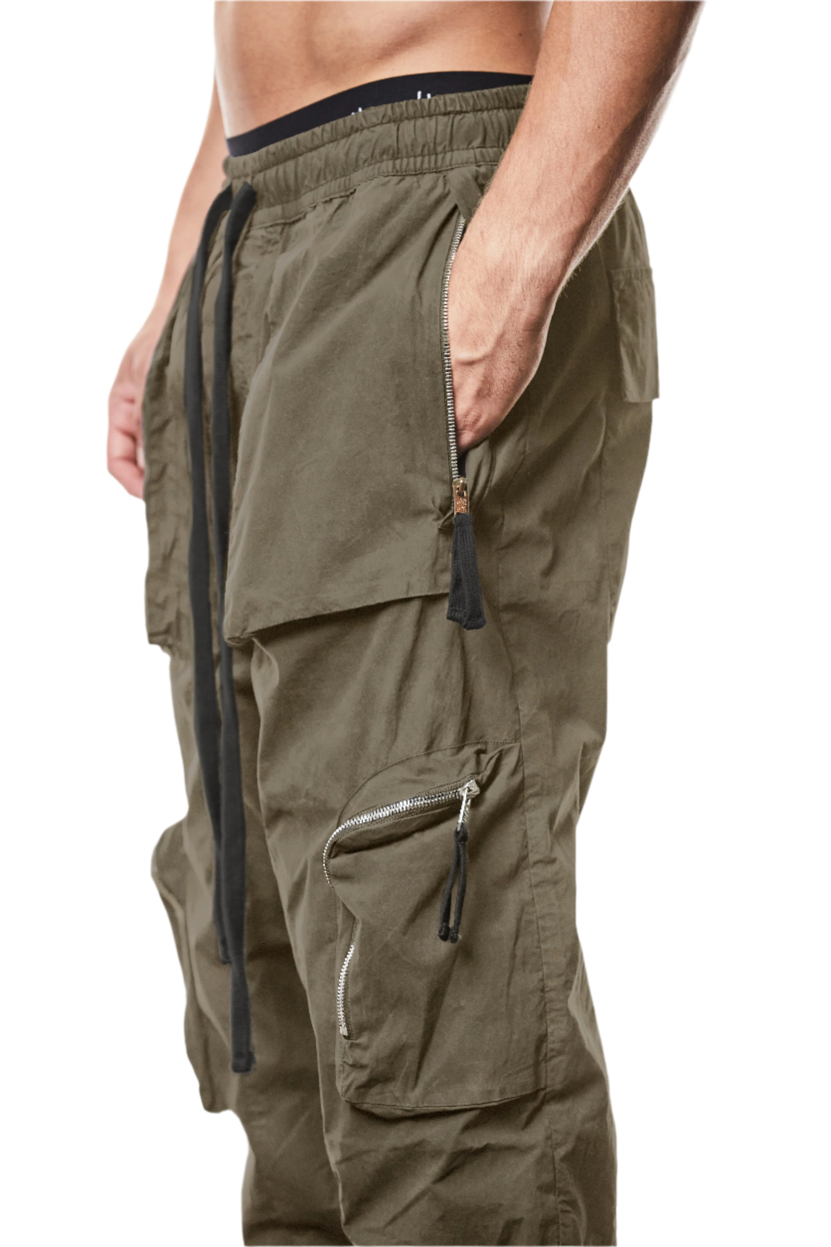 T3M P 1025 woven cargo trousers olive night