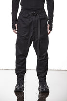 M P 14 Black Cargo Pants – Loose Fit with Oversized Pockets and Adjustable Belt Black Man THOM KROM