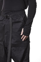 M P 14 Black Cargo Pants – Loose Fit with Oversized Pockets and Adjustable Belt Black Man THOM KROM