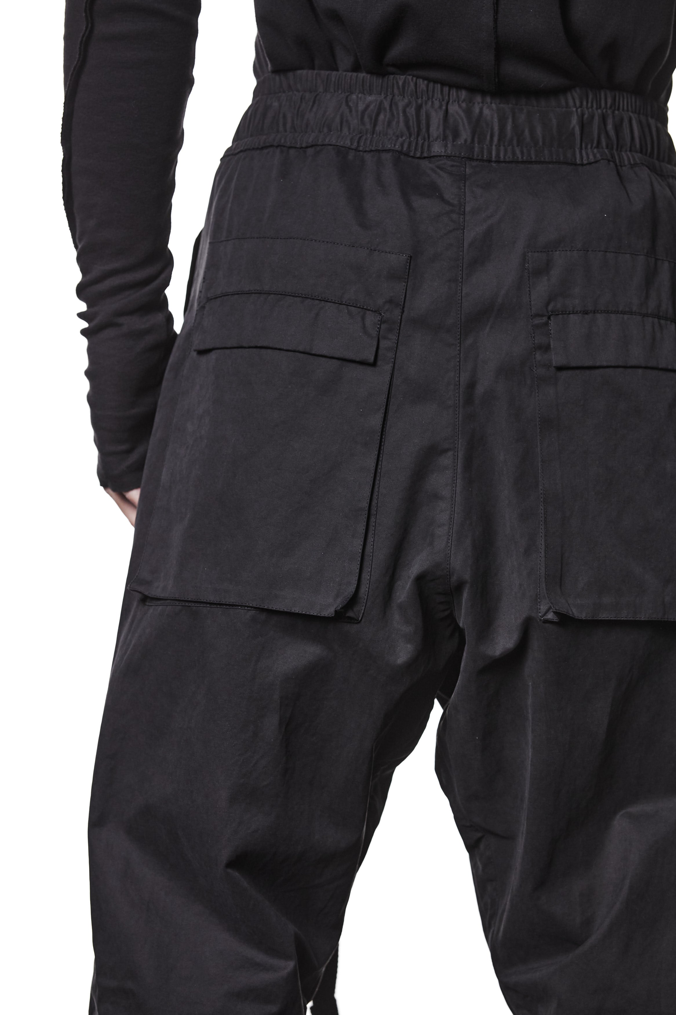 M P 14 Black Cargo Pants – Loose Fit with Oversized Pockets and Adjustable Belt Black Man THOM KROM