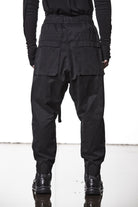 M P 14 Black Cargo Pants – Loose Fit with Oversized Pockets and Adjustable Belt Black Man THOM KROM