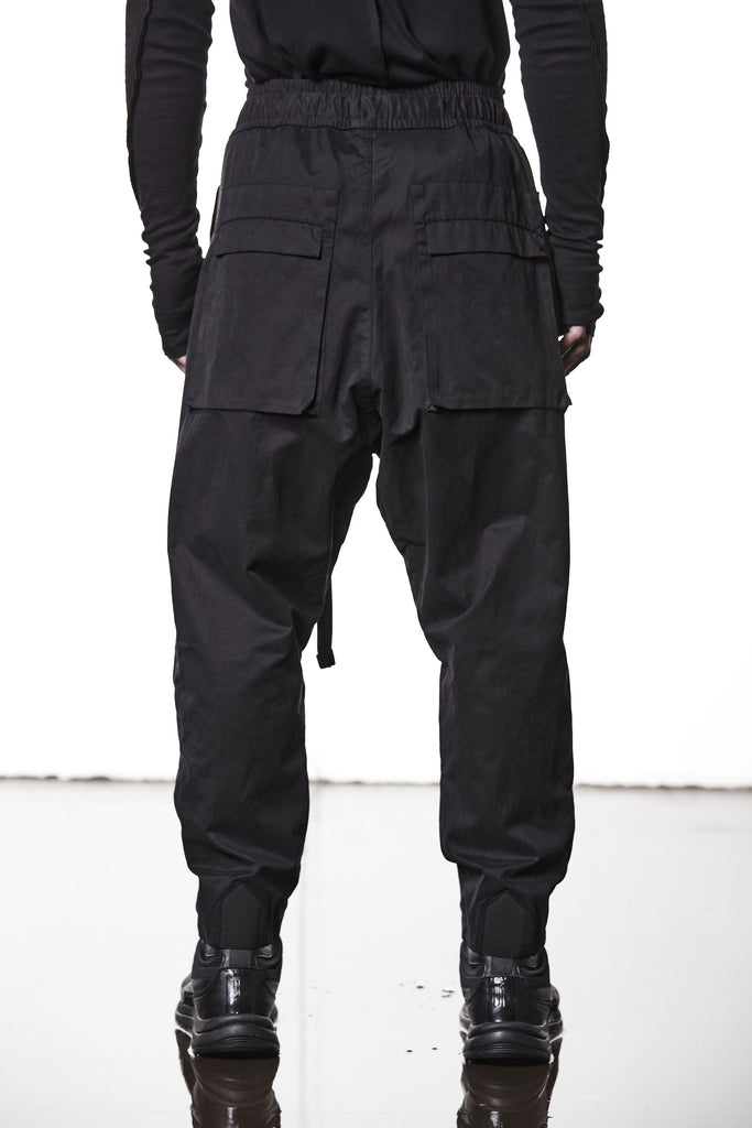 M P 14 Black Cargo Pants – Loose Fit with Oversized Pockets and Adjustable Belt Black Man THOM KROM