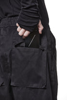 M P 14 Black Cargo Pants – Loose Fit with Oversized Pockets and Adjustable Belt Black Man THOM KROM