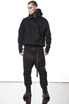 M P 14 Black Cargo Pants – Loose Fit with Oversized Pockets and Adjustable Belt Black Man THOM KROM
