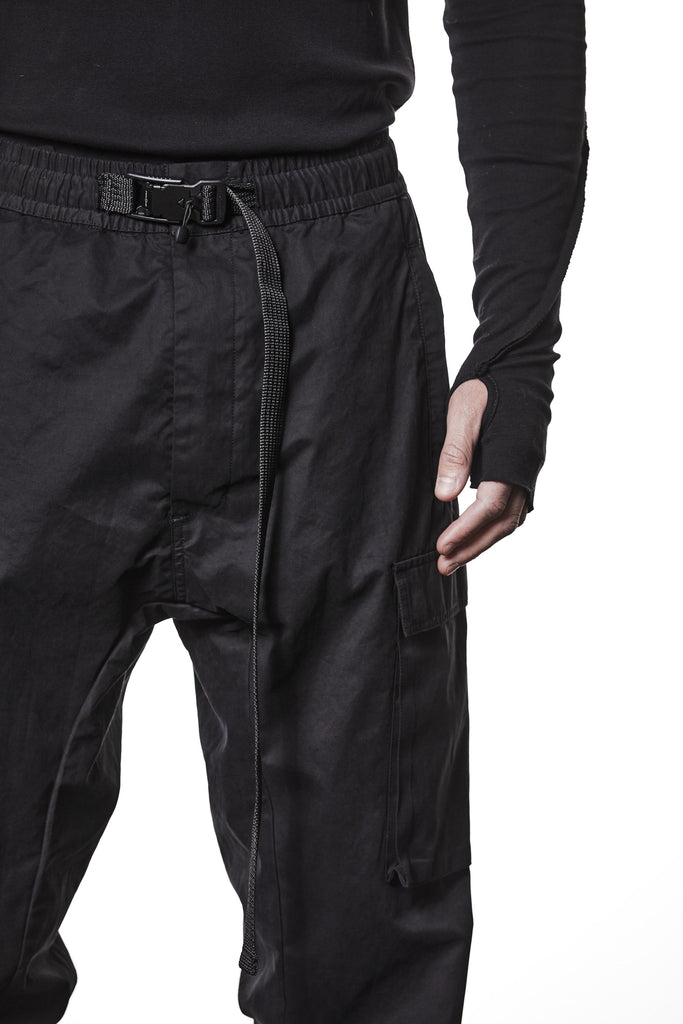 M P 15 Black Cargo Pants – Relaxed Fit with Utility Pockets and Elastic Cuffs Black Man THOM KROM
