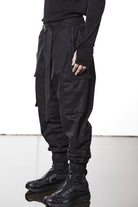 M P 15 Black Cargo Pants – Relaxed Fit with Utility Pockets and Elastic Cuffs Black Man THOM KROM