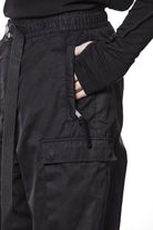 M P 15 Black Cargo Pants – Relaxed Fit with Utility Pockets and Elastic Cuffs Black Man THOM KROM