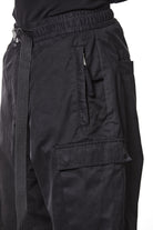 M P 15 Black Cargo Pants – Relaxed Fit with Utility Pockets and Elastic Cuffs Black Man THOM KROM