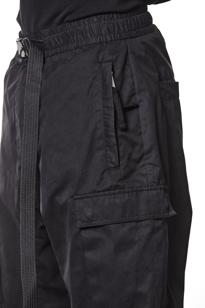 M P 15 Black Cargo Pants – Relaxed Fit with Utility Pockets and Elastic Cuffs Black Man THOM KROM