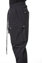 M P 26 Black Cargo Pants – Multi-Pocket Design with Elastic Waist and Cuffs Black Man THOM KROM