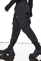 M P 26 Black Cargo Pants – Multi-Pocket Design with Elastic Waist and Cuffs Black Man THOM KROM