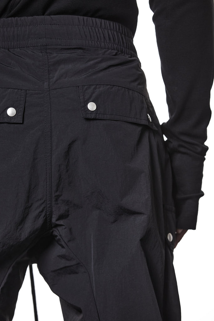 M P 26 Black Cargo Pants – Multi-Pocket Design with Elastic Waist and Cuffs Black Man THOM KROM