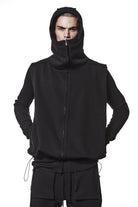 M SJ 684 – Zip Hoodie High Neck Oversized Fit Adjustable Hem Black Man THOM KROM