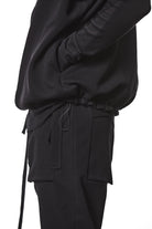 M SJ 684 – Zip Hoodie High Neck Oversized Fit Adjustable Hem Black Man THOM KROM