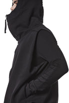 M SJ 684 – Zip Hoodie High Neck Oversized Fit Adjustable Hem Black Man THOM KROM