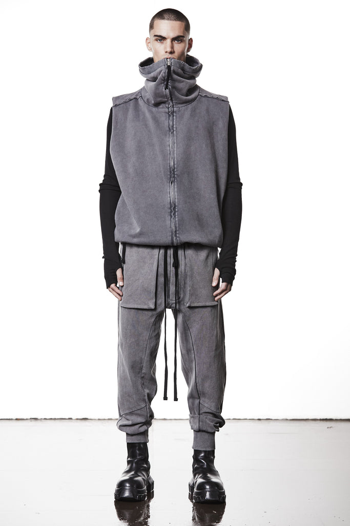 M SJ 684 – Zip Hoodie High Neck Oversized Fit Adjustable Hem Used Grey - Man THOM KROM