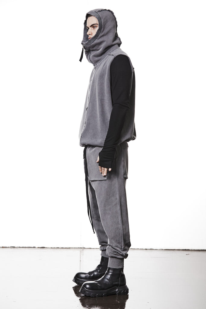 M SJ 684 – Zip Hoodie High Neck Oversized Fit Adjustable Hem Used Grey - Man THOM KROM