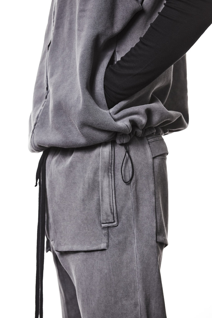 M SJ 684 – Zip Hoodie High Neck Oversized Fit Adjustable Hem Used Grey - Man THOM KROM