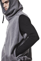 M SJ 684 – Zip Hoodie High Neck Oversized Fit Adjustable Hem Used Grey - Man THOM KROM