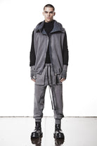 M SJ 684 – Zip Hoodie High Neck Oversized Fit Adjustable Hem Used Grey - Man THOM KROM