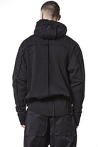 M SJ 690 Black High-Collar Zip Hoodie – Oversized Fit with Distressed Details Black Man THOM KROM